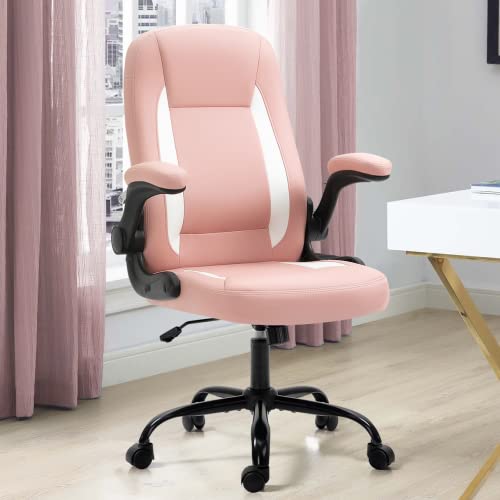 SEATZONE Pink Office Chair Executive Desk Chair with arms High Back Modern Computer Chairs for Women SEATZONE Pink Office Chair Executive Desk Chair with arms High Back Modern Computer Chairs for Women