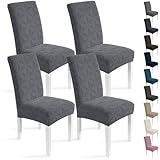 YSTELLAA Dining Room Chair Covers Set of 4,Stretch Chair Covers Parson Chair Slipcovers Removable Washable Kitchen Chairs Seat Covers,Light Gray