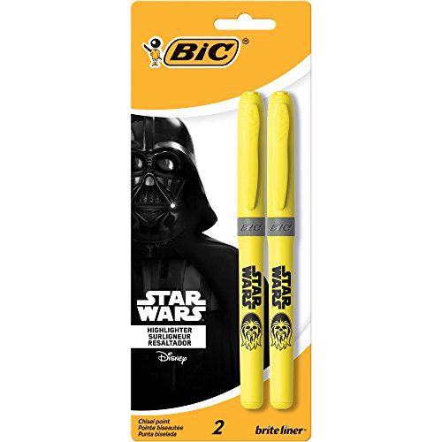 Star Wars BIC Brite Liner Grip Highlighter, Chisel Tip, Yellow, 2-Count
