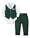 Baby Junge Anzug Taufe, Neugeborenen Taufanzug Hochzeitsoutfit Partei Babykleidung Strampler + Bowtie + Vest + Pants Set Grün 18-24 Monate