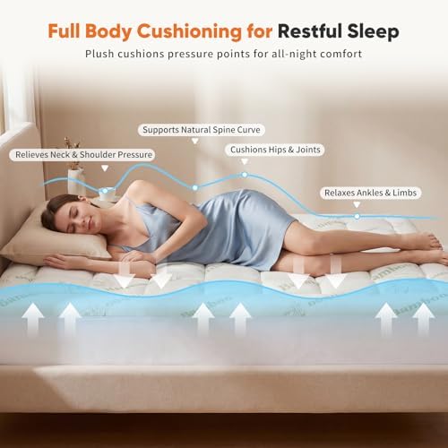 KMFurnila Full Size Mattress Topper, Rayon Derived from Bamboo Pillow Top — view 2