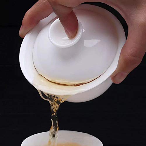 Image of Liang baobao Traditional Gaiwan Tea Set with Lid and Saucer Classic White Tea Cup Porcelain Teacups 10oz