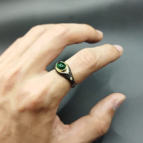 Egg Shape Chrysoprase Rings Natural Emerald Rings Unisex Unique Exotic Gemstone Rings (10) #TOP5