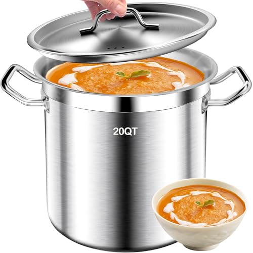 Stainless Steel Stockpot with Lid Heavy Duty Commercial Large Soup Pot