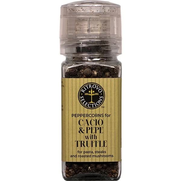 Ritrovo Selections Mezcla de granos de pimienta con trufa negra en molinillo, tarro de 2.3 onzas