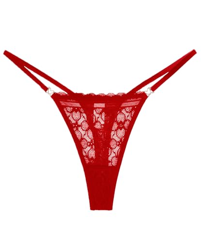 Image of Murimia Thongs for Women G String Sexy Lace No Show Underwear Low Rise T-Back Breathable Panties
