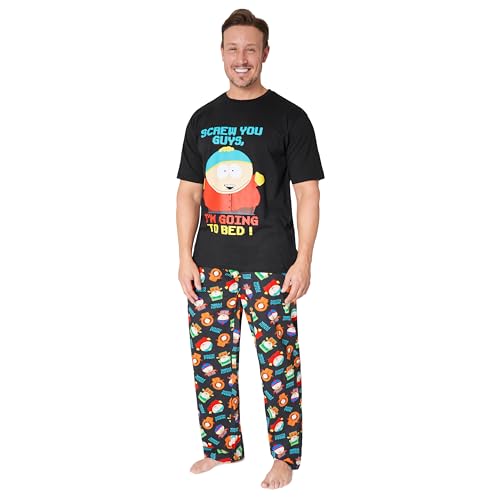 South Park Mens Pyjamas Set Nightwear T-Shirt & Long Bottoms PJs Lounge Set for Men and Teenagers M-3XL Gifts for Him