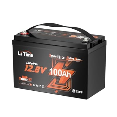 LiTime 12V 100Ah Trolling Motors Lithium Battery, Group 31 Bluetooth LiFePO4 Battery | Low-Temp Protection | 100A BMS | Bluetooth 5.0 | Perfect for Marine, Boat, RV, Home Energy Storage