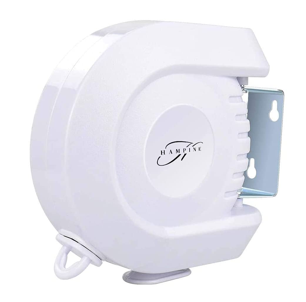Hampine Retractable Strong Washing Line, Clothes Line, Retractable Washing Line-15m(50ft) total used as Retractable Washing Line, and Airer Indoor and Outdoor.