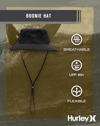 Image of Hurley Men's Boonie Hat - Moisture Wicking and Packable Full Brim Sun Hat UV Protection for Fishing, Hiking, and Safari