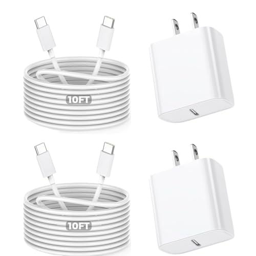 Image of 10Foot Fast iPhone Charging Cable,2Pack Super Fast iPhone USBC Wall Charger