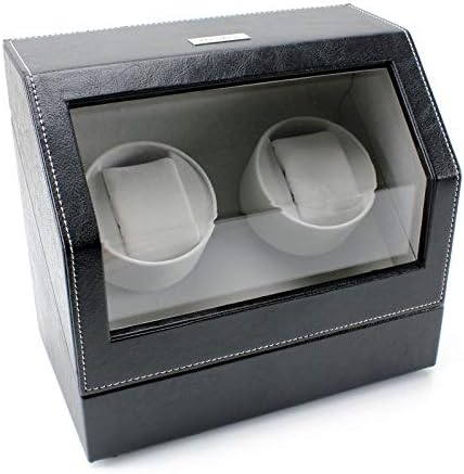 Heiden Battery Powered Double Watch Winder in Black Leather