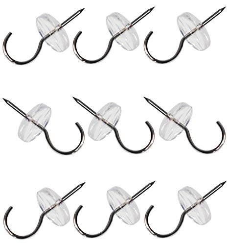 CraZy TACKz 48 Tacks New Invention • 2 in 1 Push pin Nail tack & Hook • 4 Packs Total Round & Clear for Inside Outside Educational Posters Banners Signs Lights Tools Organize or Decorate (4pk RNC)