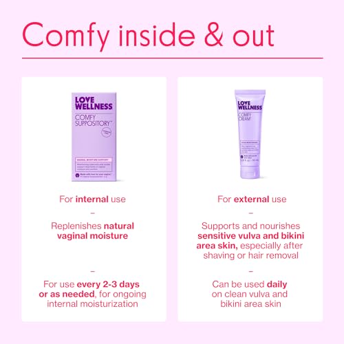 Image of Love Wellness Comfy Suppository | Vaginal Moisture Suppository | Hormone-Free with Hyaluronic Acid & Tremella Mushroom for Vaginal Dryness Support | 10 Count