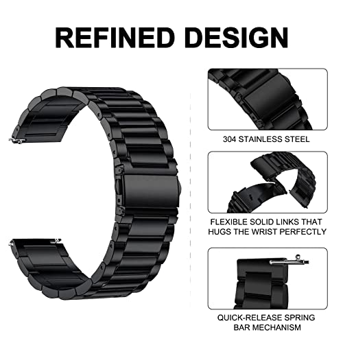 Ritche 22Mm Stainless Steel Watch Band Quick Release Metal Replacement Watch Strap Black #TOP2