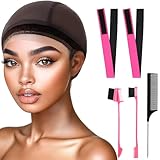 obeoby Adjustable Wig Cap with Grip Band, Brown Wig Cap for Keeping Wigs In Place Lace Front Wig Cap Non-Slip Wig Grip