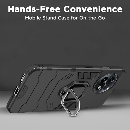 Image of Pikkme OnePlus 11 5G Back Cover | D5 Tough Armor Bumper | 360 Protection Case | Ring Holder Stand Case for OnePlus 11 5G (Black)