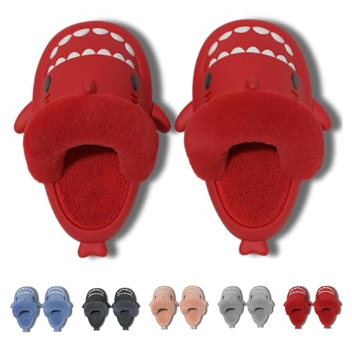 Sharklas Originales Kids, Detachable Soft-Soled Warm Non-Slip Slippers, Plush Fluffy Winter Comfy Waterproof Slides