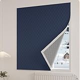 Thermal Insulation Window Cover, Keep Cold Out - Cotton Self-Adhesive Insulated Window Curtains, Soundproof Keep Warm Window Insulation Screen, Weatherproofing Window Film(Dark Blue,120 x 120 cm)