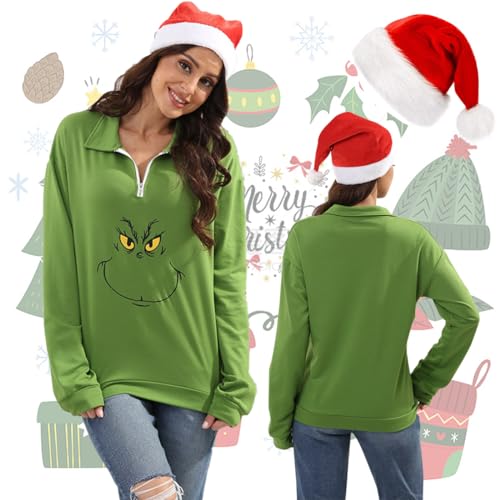 New Pullover Ugly Christmas Sweaters Cartoon Character Green Monster Print Unisex Sweatshirt With Christmas Hat 5 New Pullover Ugly Christmas Sweaters Cartoon Character Green Monster Print Unisex Sweatshirt With Christmas Hat - Image 6