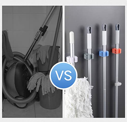 Zrfamily 4 Pack No Hole Hanging Mop Rack, Bathroom Mop Hook, Bathroom Hook, Broom Rack, Card Holder, Mop Clip #TOP4