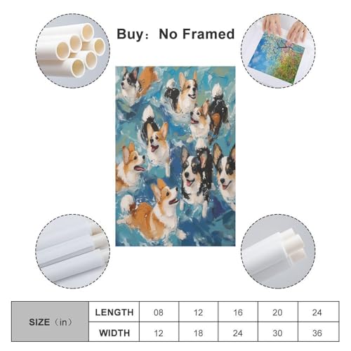 Corgi Murale Décoration Tableau Toile pour une Maison Chaleureuse