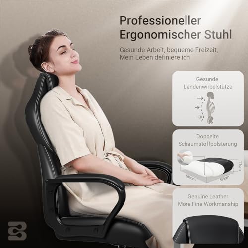 BASETBL Bürostuhl Chefsessel 150kg Schreibtischstuhl, Bürosessel Office Chair Gaming Stuhl...