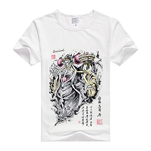 GRHOSE Overlord Shirt Ainz Ooal Gown Shirt Fashion Tees Short Sleeve Modal Shirt Anime Shirts Summer Anime T-Shirt Athletic Shirt Modal Tee Shirt Top (White,XL)