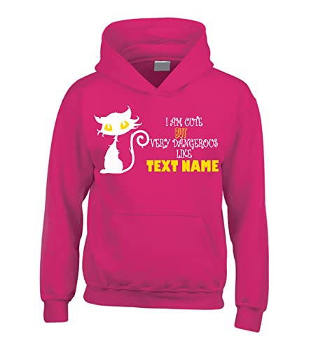 T-shirt personnalisé I am cute but very dangerous rose fuchsia