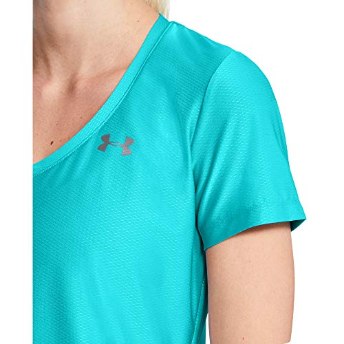 Under Armour Women's Tech Novelty V-Neck T-Shirt, Breathtaking Blue (400)/Metallic Silver, Medium #TOP5