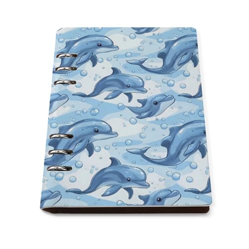 Carnet ligné A5 en cuir PU rigide motif dauphin, un écrin rechargeable haut de gamme pour l'écriture