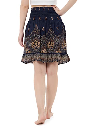 Lannaclothesdesign SKSR-PE-5600-XS/S-DB High Waisted Skirts For Women Short Flowy Summer Skirt Trendy Outfit Knee Length Boho Clothing Fall Skirts thumb #1