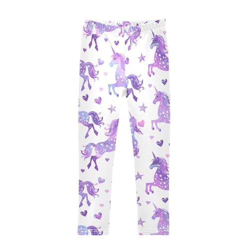 Kids High Waist Purple Galaxy Unicorn Leggings for Toddler Girls 4T 202b5309