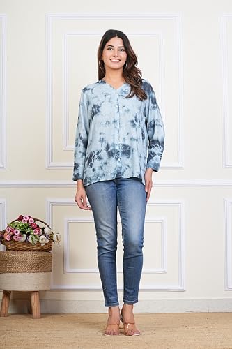 Image of Maaesa Women & Girls Mother Daughter Matching Shirt Combo || Rayon Tie-Dyed Shirt || Full Sleeve || Casual Wear || Family Twinning Outfit