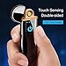 Electric Lighter Slim Coil Lighter USB Rechargeable Windproof Cigarette Lighters with Smart Fingerprint Sensor Double Side Ignition (Black)