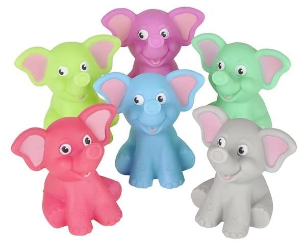 Rubber Water Squirting Elephant Toys 12 Pack