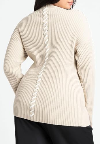 ELOQUII Women's Plus Size Stitch Detail Sweater4