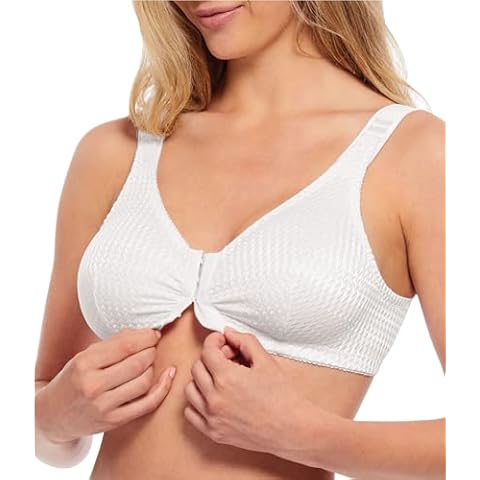 Carole Martin Wirefree Front Closure Bra for Women with Adjustable Straps White Cover
