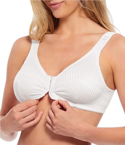 Carole Martin Wirefree Front Adjustable Straps and Closure Comfort Bra (White, 50)