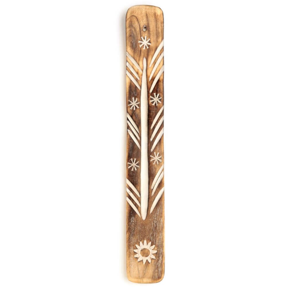 Puckator Brown Mango Wood Sun Ashcatcher Incense Sticks Burner - Zen Spiritual Modern Gothic Home Room Decor Decorations - Meditation Accessories - Stick Sticks Cone Holder Burner Burners