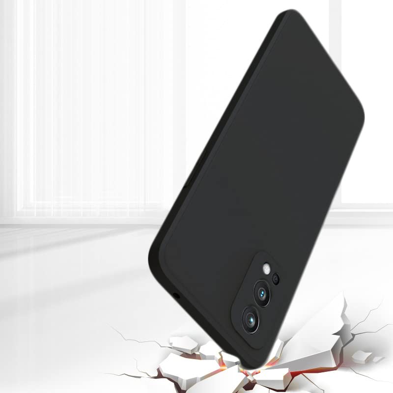Image of DIZORO Liquid Silicone Case with Microfiber Coushioning Compatible for OnePlus Nord 2 Shockproof Slim Back Cover, Gel Rubber Full Body Protection - Black