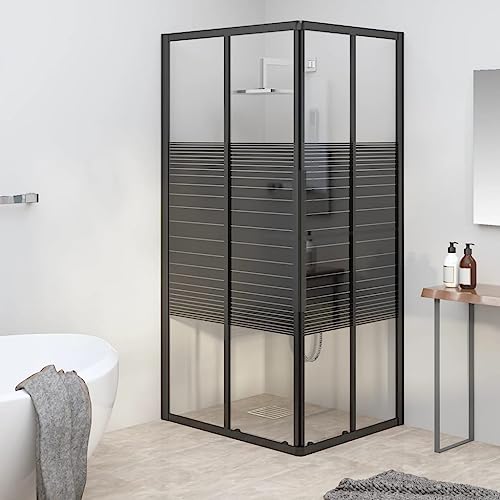 VidaXL Box Doccia a Righe ESG 80x70x180 cm Nero