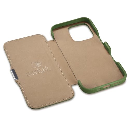 Coque fine iPhone 16 Pro avec cuir - Étui vert magnétique compatible MagSafe 6,3 - 5