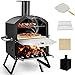 Giantex Outdoor Pizza Oven Wood Fired, 2-Layer Pizza Maker with Pizza Stone, Pizza Peel, Removable Cooking Rack, Waterproof Cover, Folding Legs, Outside Pizza Ovens for Camping Backyard BBQ (Black)