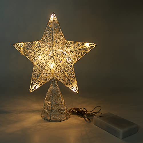 Cvhomedeco. White Tree Top Star With Warm White Led Lights And Timer For Christmas Ornaments And Holiday Seasonal Décor, 8 X 10 Inch #TOP7