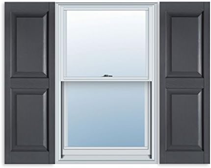 Exterior Raised Panel Vinyl Shutters, Dark Gray (Pair) 15" x 55"