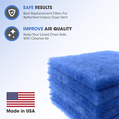 Essential Values 6 Pack Compatible Replacement Filters (30 Dryer Loads) For Bettervent Indoor Dryer Vent #TOP1