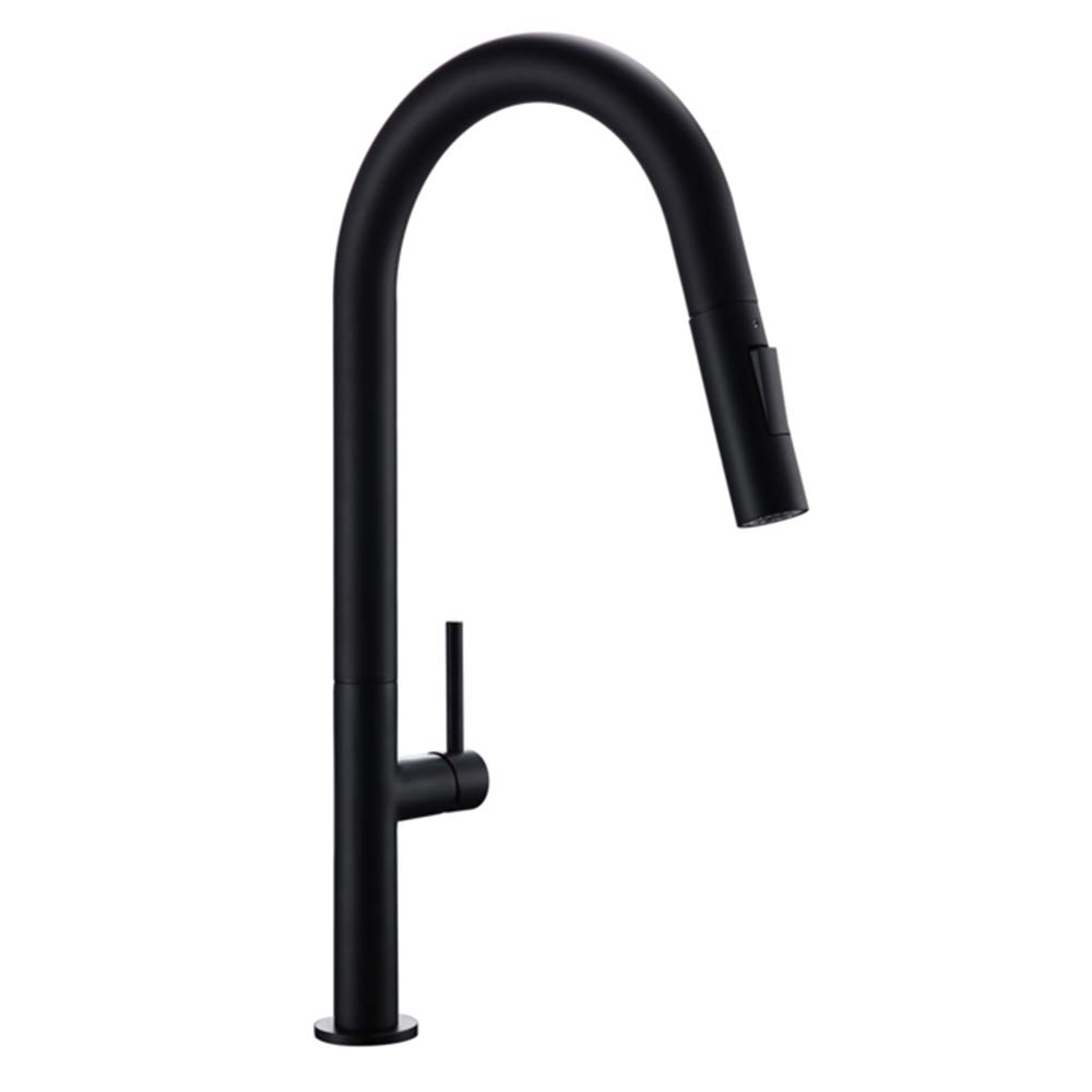 Robinet de cuisine noir à poignée unique avec douchette rétractable pour évier moderne