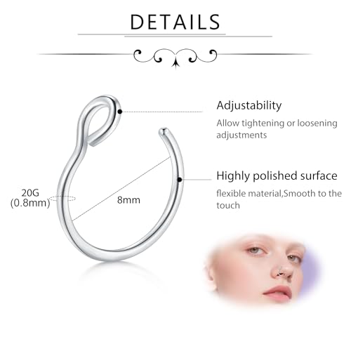 D.Bella 20G Fake Piercing Jewelry Hoop for Faux Lip Septum Nose Ring Set,8mm2