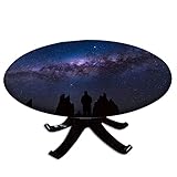 Mantel redondo de cielo estrellado, textura de estilo cielo estrellado, mantel de decoración de mesa, fiesta de bufé y camping, apto para mesa de 36 pulgadas